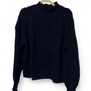 J.Crew Navy Chunky Knit Mock Neck Sweater – Size L
